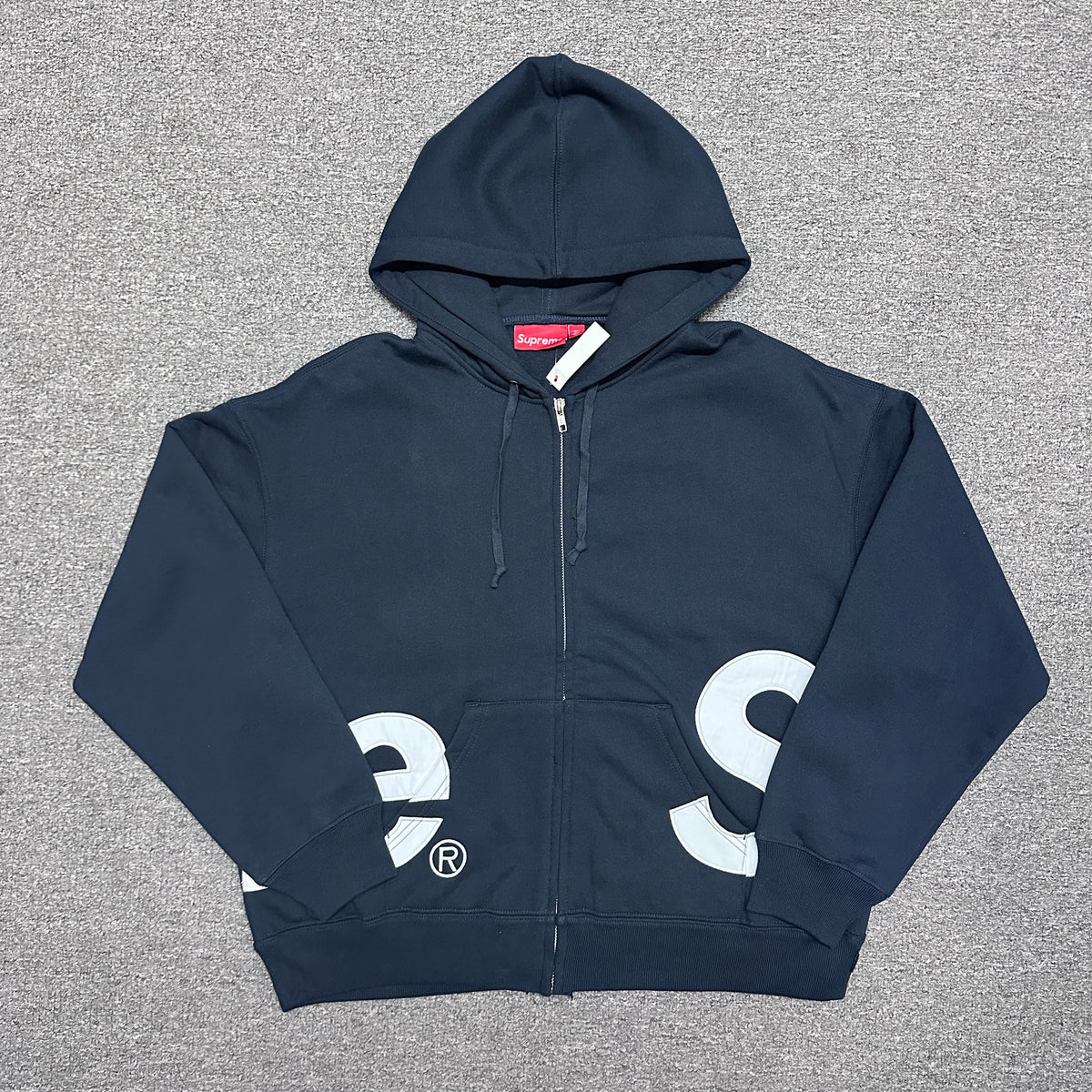 Supreme Big Logo Zip Up Hooded Sweatshirt in Black