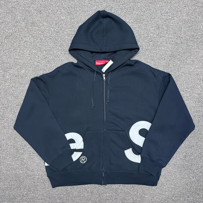 Supreme Big Logo Zip Up Hooded Sweatshirt in Black