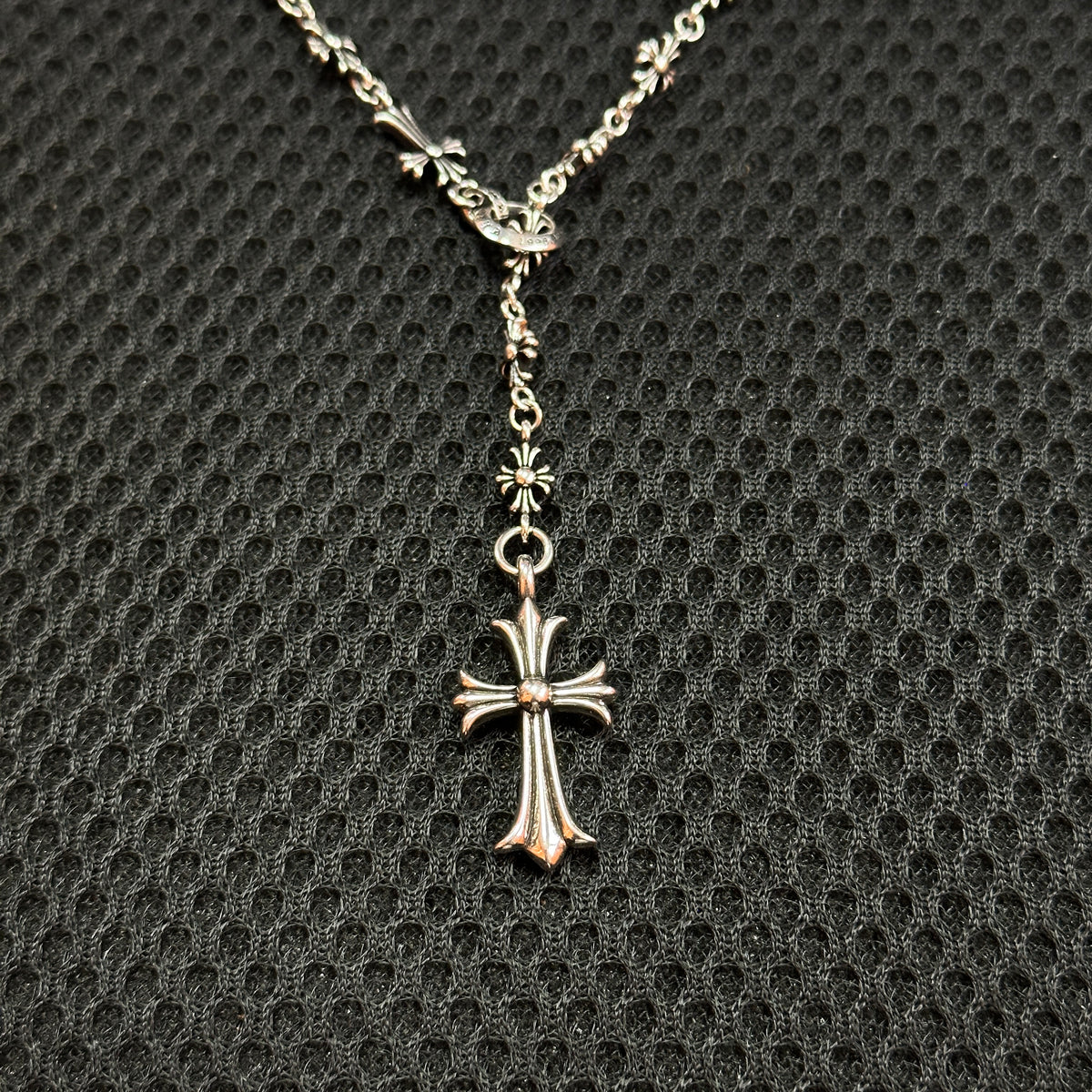Chrome Hearts Cross Ball Rosary Necklace