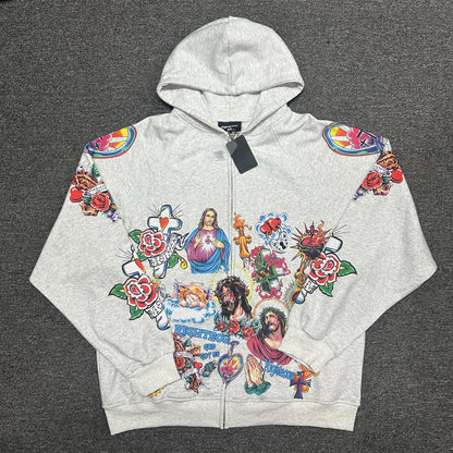 We Are Righteous "Risen King" Cropped Zip-Up Hoodie