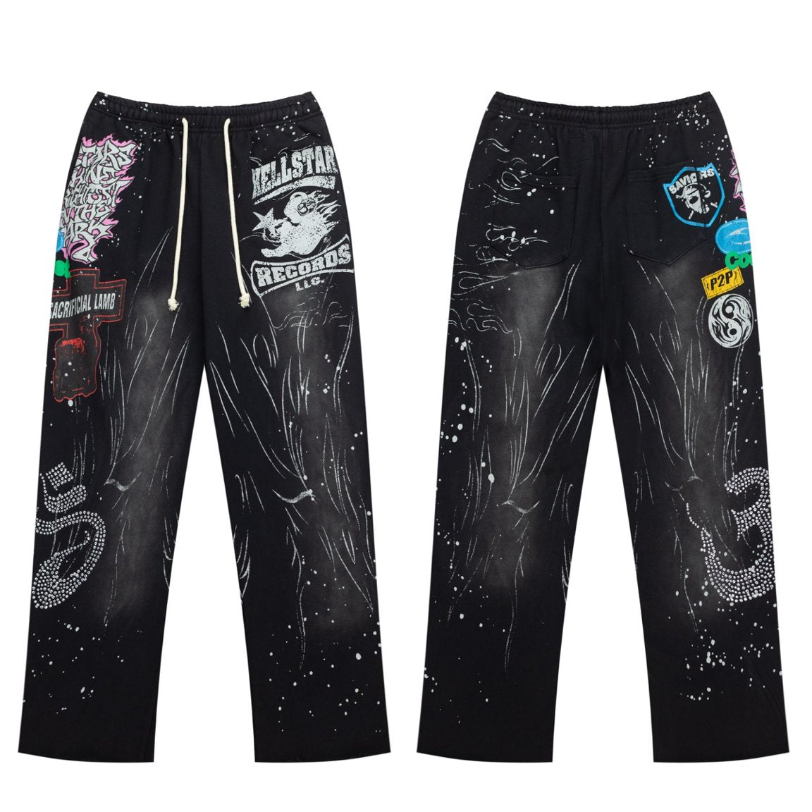 Hellstar Records "Splatter Multi-Patch" Sweatpants