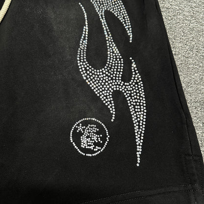 Hellstar Studios "Washed Flame" Rhinestone Sweat Shorts