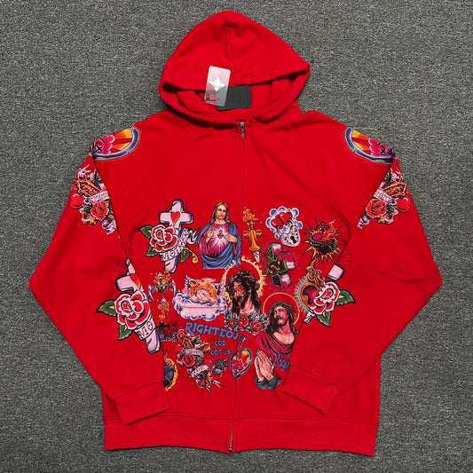 We Are Righteous "Risen King" Cropped Zip-Up Hoodie
