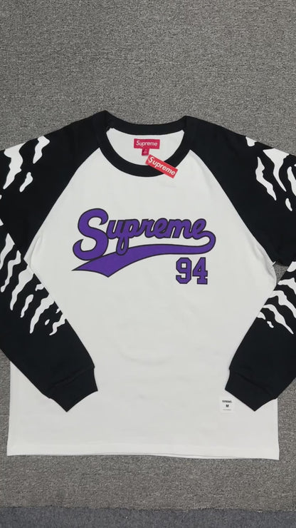 Supreme Tiger Raglan L/S Top in White