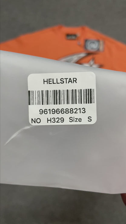 Hellstar H Sharp orange graphic T-shirt front view
