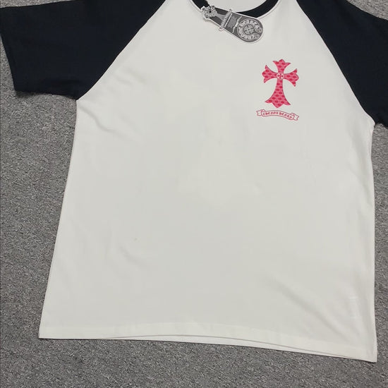 Chrome Hearts Red Plaid Cross Raglan T-Shirt