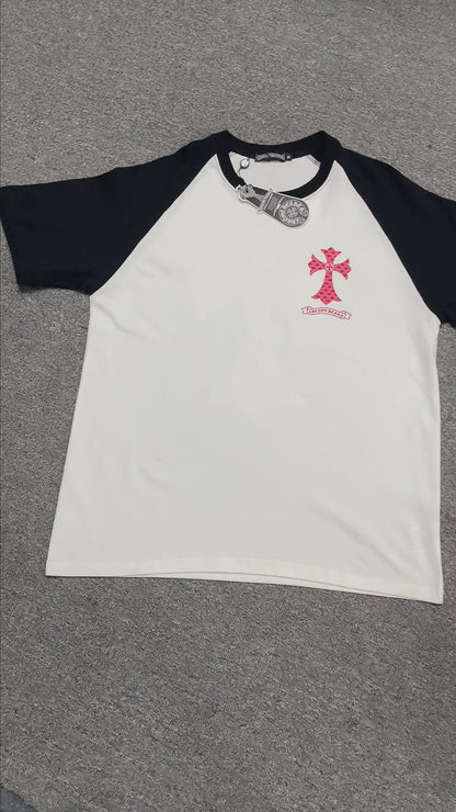 Chrome Hearts Red Plaid Cross Raglan T-Shirt