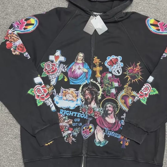 We Are Righteous "Risen King" Cropped Zip-Up Hoodie