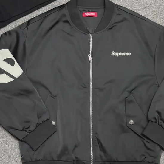 Supreme Satin Appliqué Zip Up Hooded Sweatshirt