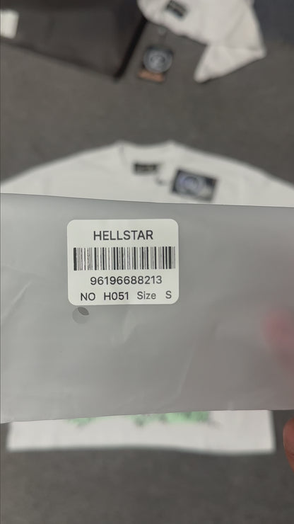 Hellstar Paradise Lambs graphic T-shirt in white front view with two-headed pink lamb artwork