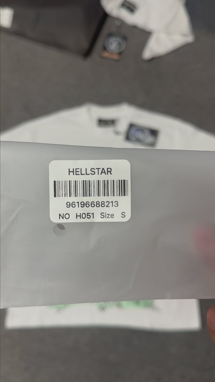 Hellstar Paradise Lambs graphic T-shirt in white front view with two-headed pink lamb artwork