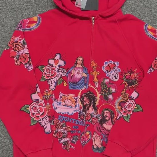 We Are Righteous "Risen King" Cropped Zip-Up Hoodie