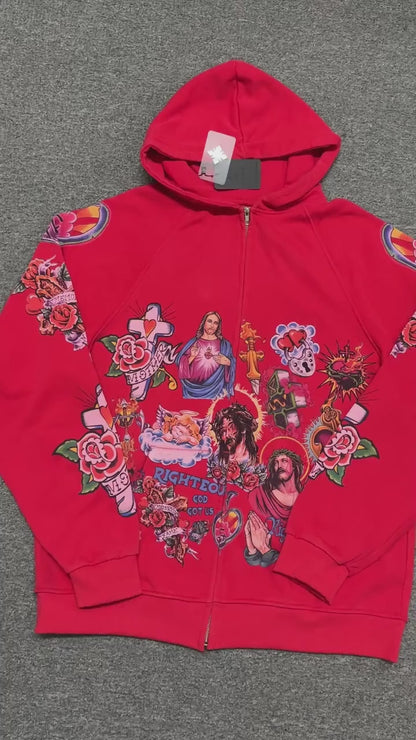 We Are Righteous "Risen King" Cropped Zip-Up Hoodie