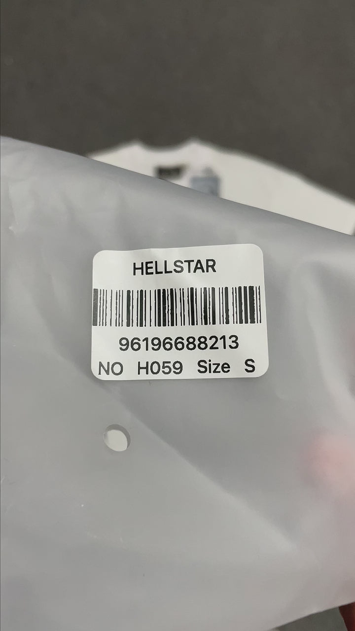 Full oversized black H Star graphic on Hellstar white T-shirt
