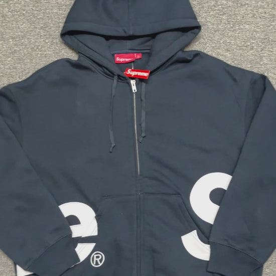 Supreme Big Logo Zip Up Hooded Sweatshirt in Black