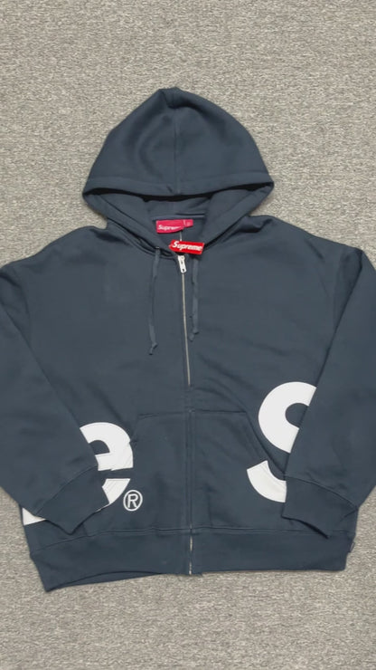 Supreme Big Logo Zip Up Hooded Sweatshirt in Black