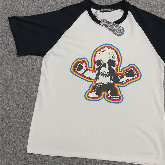 Chrome Hearts Foti Skull Crossbones Raglan T-Shirt