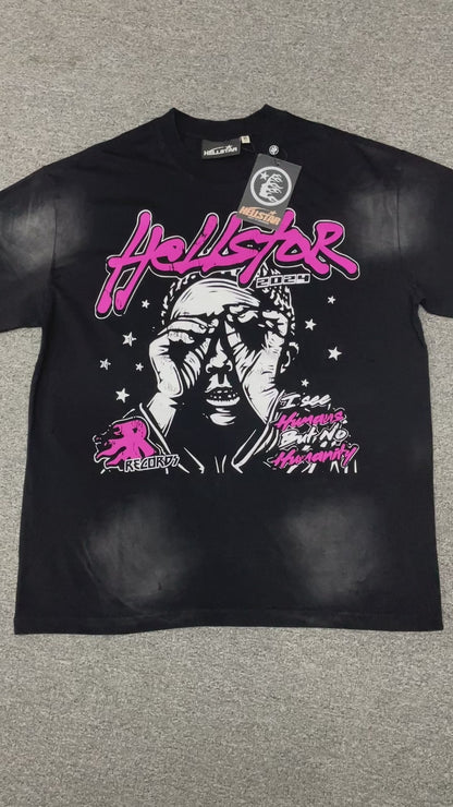 Hellstar I See Humans But No Humanity T-shirt in washed black front view