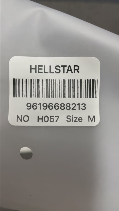 Hellstar Goggles graphic T-shirt in white front view with futuristic face artwork