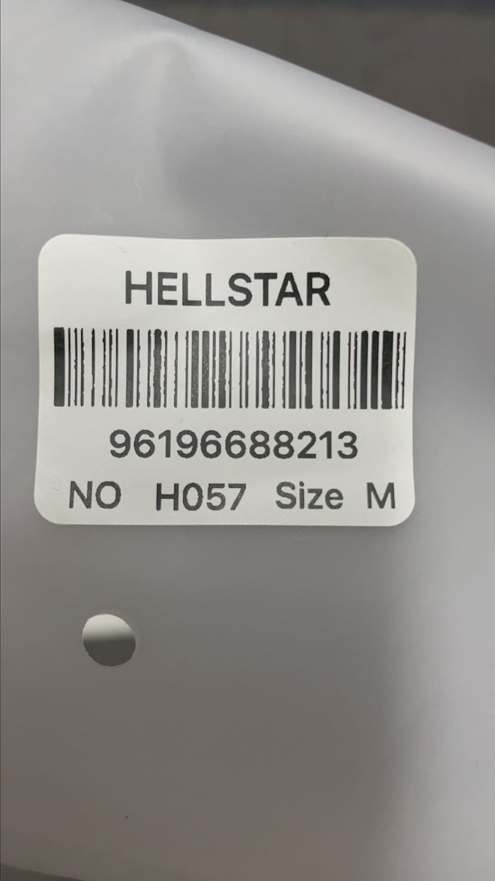Hellstar Goggles graphic T-shirt in white front view with futuristic face artwork