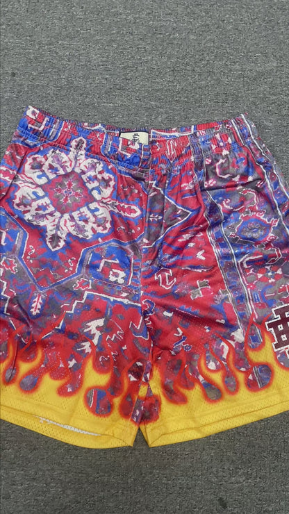 Eric Emanuel EE Basic Short Red Blue Bandana Flame
