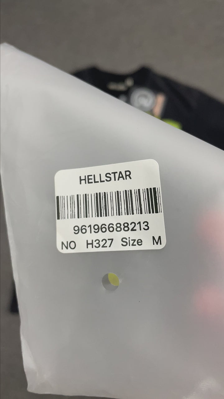 Hellstar Santa Graphic washed black T-shirt front view