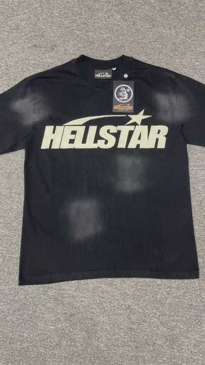 Hellstar Classic Logo T-shirt in washed black front view