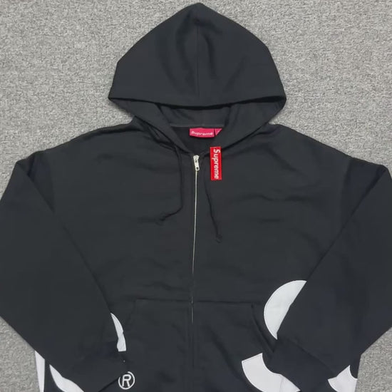 Supreme Big Logo Zip Up Hooded Sweatshirt in Black