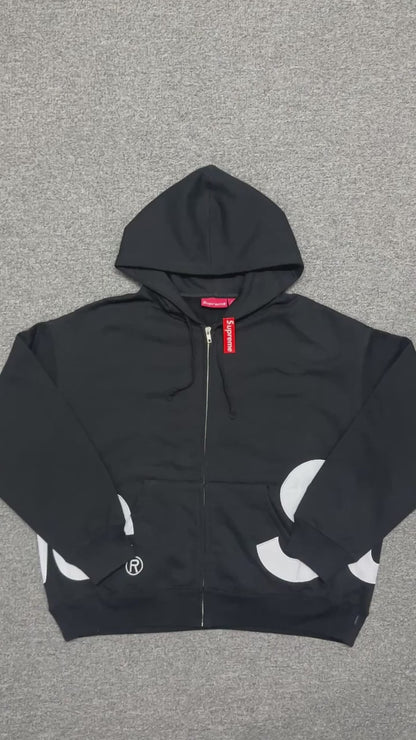 Supreme Big Logo Zip Up Hooded Sweatshirt in Black