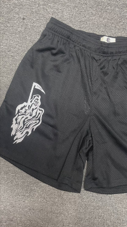 Eric Emanuel x Warren Lotas Grim Reaper Shorts Black White