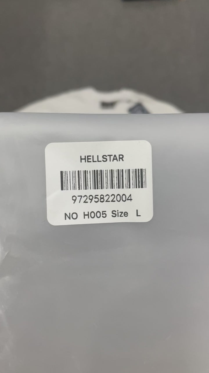 Hellstar Pixel T-Shirt in white front view with pink and blue flame-face graphics