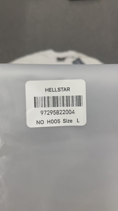 Hellstar Pixel T-Shirt in white front view with pink and blue flame-face graphics