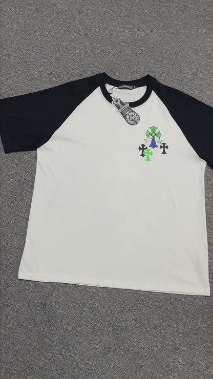 Chrome Hearts Green Blue Cross Raglan T-Shirt