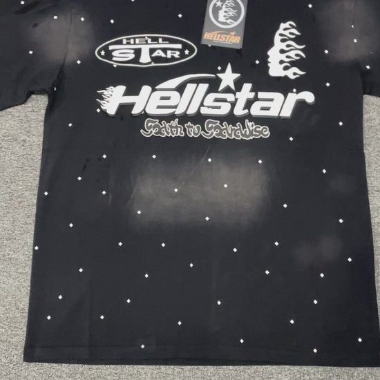 Hellstar Death to Paradise graphic T-shirt in washed black front view