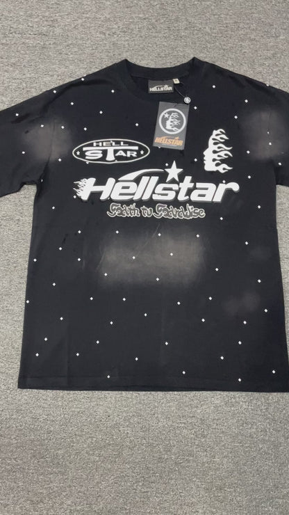 Hellstar Death to Paradise graphic T-shirt in washed black front view