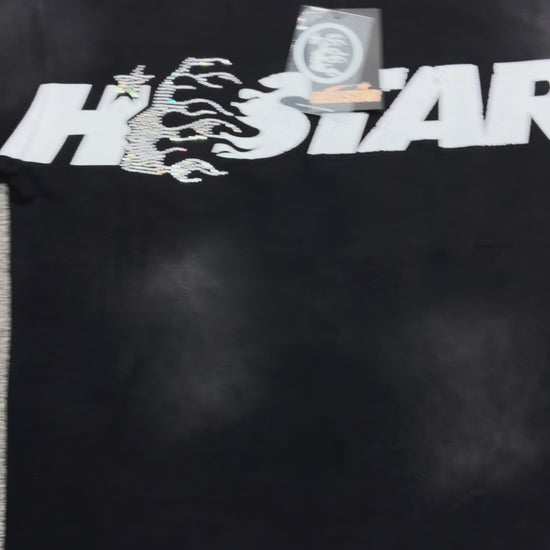 Hellstar Studios Cartoon Glitter Logo washed black T-shirt front view