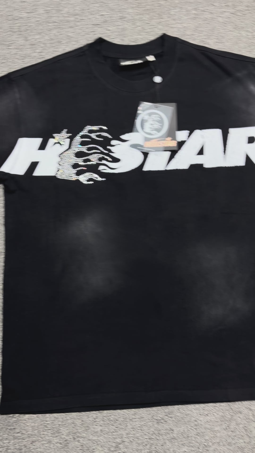 Hellstar Studios Cartoon Glitter Logo washed black T-shirt front view