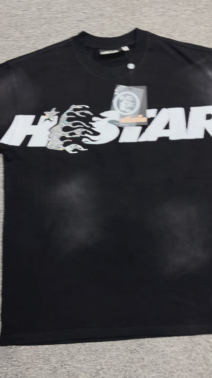 Hellstar Studios Cartoon Glitter Logo washed black T-shirt front view