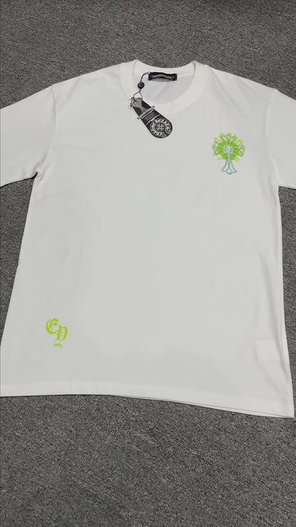 Chrome Hearts Cemetery Cross Graphic T-Shirt | Green Cross Streetwear Tee Wholesale