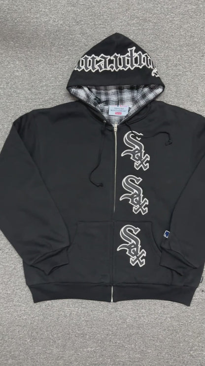Supreme / Chicago White Sox Zip Up Hooded Sweatshirt in Black