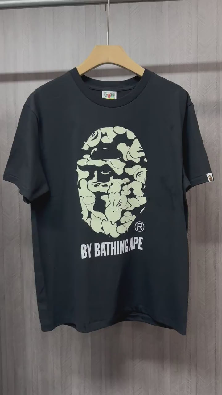 Black Sakura camo Ape Head graphic T-shirt front view