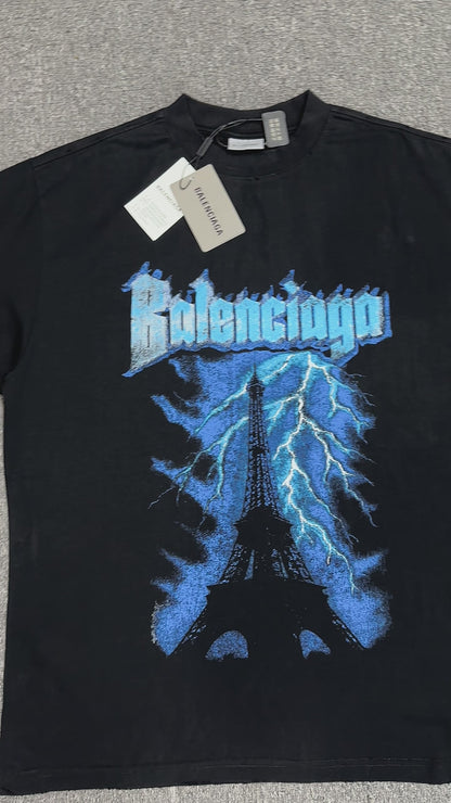 Balenciaga Paris Thunderstorm Oversized T-Shirt
