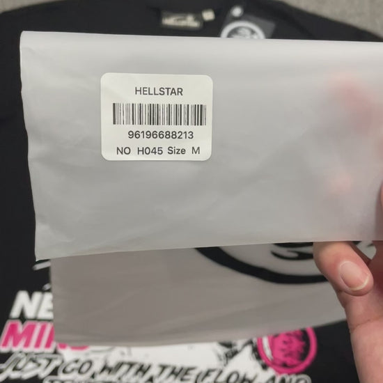 Hellstar Adventure Astronaut T-Shirt in black front view with pink skull astronaut graphic