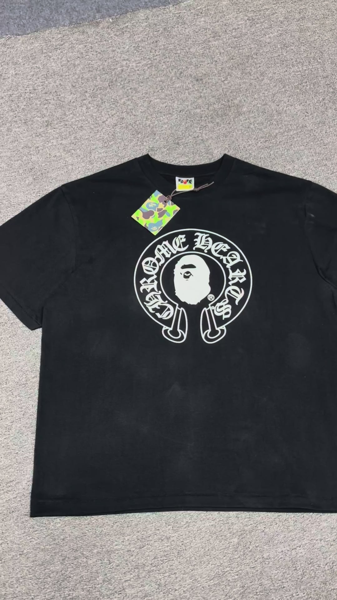 Black BAPE x Chrome Hearts Ape Head graphic T-shirt front view
