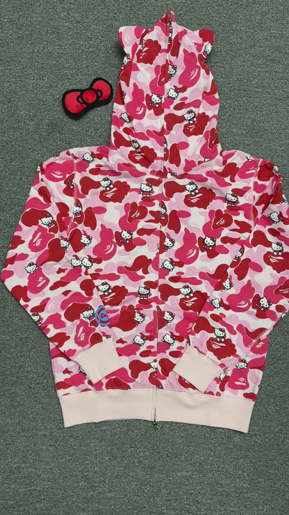 BAPE x Sanrio Characters Hello Kitty Camo Full Zip Hoodie