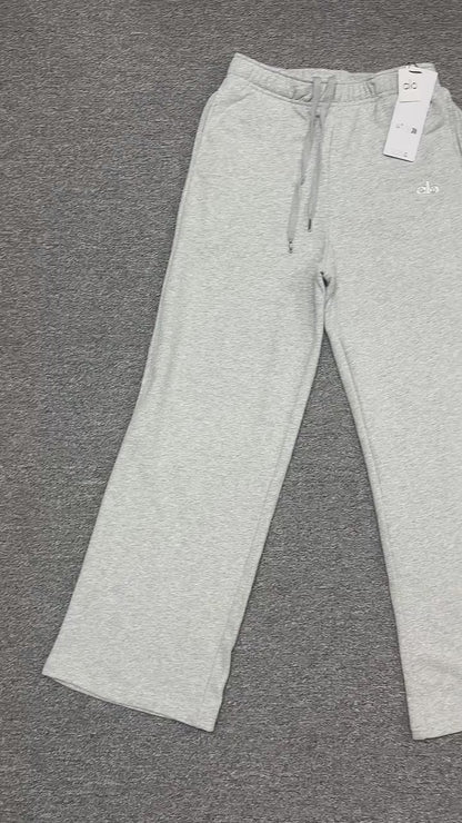 ALO Accolade Straight Leg Sweatpant in Athletic Heather Grey front view