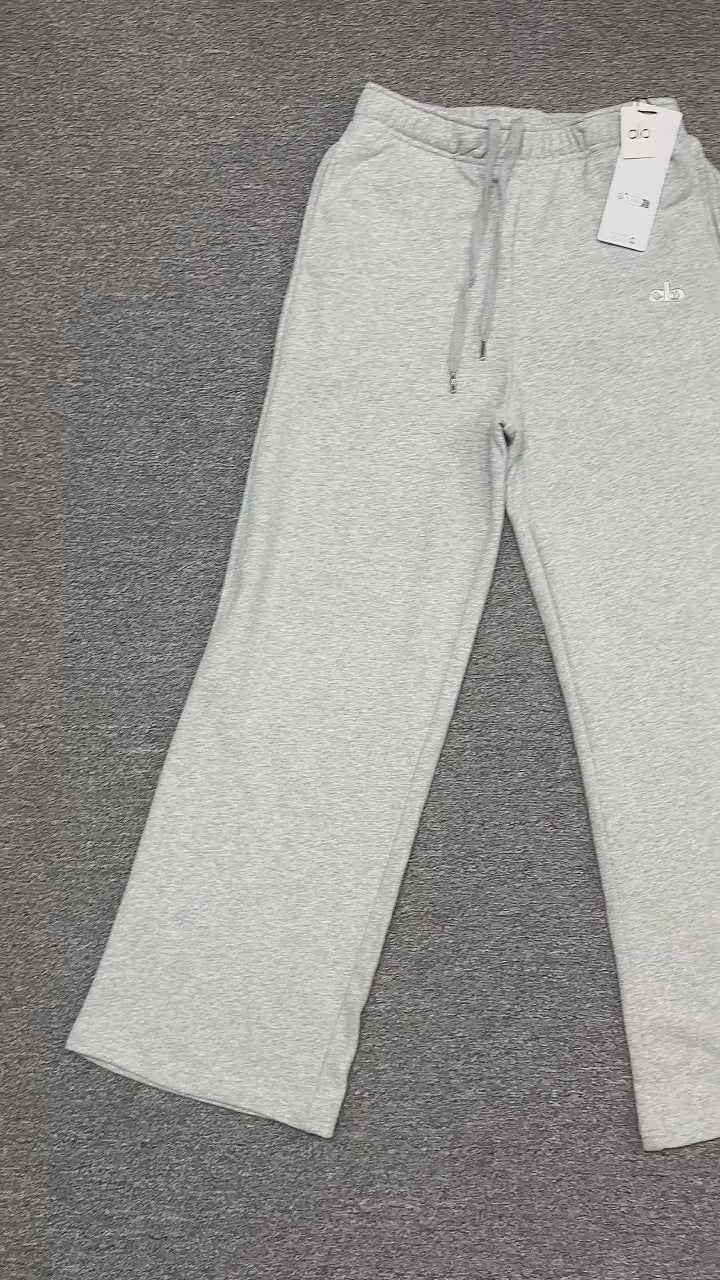 ALO Accolade Straight Leg Sweatpant in Athletic Heather Grey front view