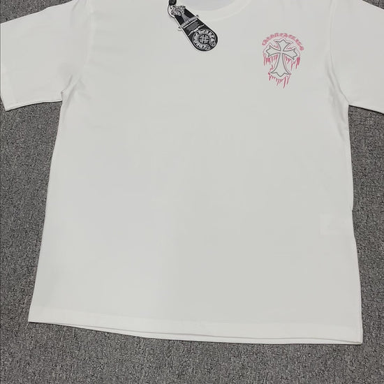 White Chrome Hearts cross logo streetwear t-shirt front view