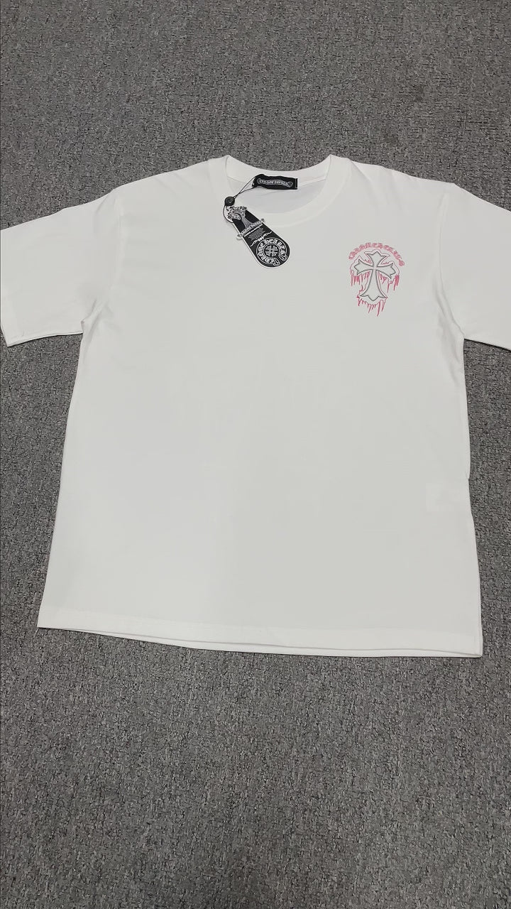 White Chrome Hearts cross logo streetwear t-shirt front view