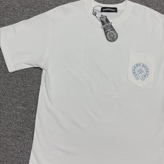Chrome Hearts Blue Horseshoe Logo T-Shirt